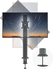 HEMUDU Single Tall Desk Monitor Arm Mount Stand Fit for 27 inch to 43 inch Flat Curved Computer Screen with Swivel, Height Adjustable, Rotation,Holds up to 35kg, Black