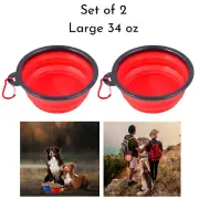2 Pack Red Dog and Small Pet Bowls,Collapsible, Travel Bowl, Large Silicone Dish