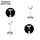 2pc F136 Titanium Internal Thread Labret Ring Lip Stud Heart Star Shape Piercing