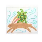 HAND PAINTED NEEDLEPOINT CANVAS: TORTOISE & THE HARE AESOP'S FABLE BM