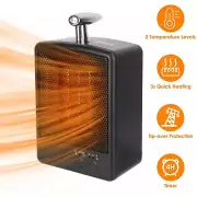 1000W Electric Space Heater Portable Ceramic Room Desk Heater Personal Fan Timer