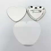 52*57mm 100pcs Heart Shape Pin Back Button Badge Parts Supplies Pro DIY Tool