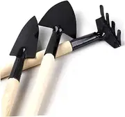 Mipcase 3Pcs Mini Garden Tool Set Gardening Kit with Black Wooden Handle Includes Mini Shovel Rake and Spade for Planting Activities