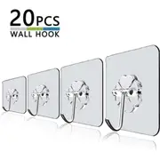 20Pcs 6x6cm Transparent Strong Self Adhesive Door Wall Hangers Hooks