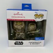 2023 Hallmark Funko Pop Star Wars Chewbacca & Wicket Gold Chase Limited Ornament