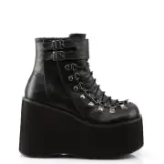 Demonia Kera-21 Black Lace-Up Cuff Platform Boots • Ships in 2-4 Weeks • Gothic