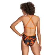 NEW* Speedo Natural Wonder Crossback One Piece Swimsuit - W 8/34 (Orange/Black)