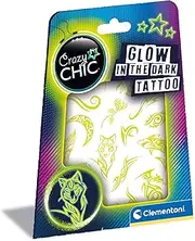 Clementoni 18687 Crazy Chic-Glow in The Dark Temporary, Tattoo Kit for Kids, Multicolour