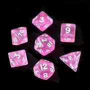 Moonstone 10mm Mini DND Dice Set for MTG RPG Dungeons and Dragons Role Playing Game, Moonstone Pink Color
