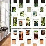 ANMINY 24 PCS Hanging Room Divider Decorative Thick Wall Privacy Screen Panels Set Modern Geometric Pattern Hollow Out Design for Bedroom Living Dining Room Kitchen Office Restaurant Decor - White
