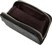 [GAROZATION] Oil Wax Leather Card Holder Zipper Wallet Portable Organizer for Cards Coins for Travel and Outdoor Use Stylish Design
