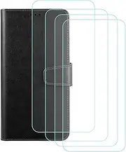 LCEHTOGYE Cover for Nubia Z50S Pro 5G + 3 Slice HD Tempered Glass,Shell PU BracketBumper Protective Back Case - Anti-Scratch Screen Protector for Nubia Z50S Pro 5G-YS61 - RGold