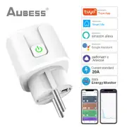 AUBESS 20A Tuya WiFi EU Smart Plug Smart Home Power Monitor Wireless Socket Remo