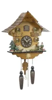 Quartz Cuckoo Clock Black forest house with music TU 430 QM NEW