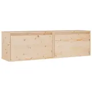 vidaXL 2x Solid Wood Pine Wall Cabinets Hanging Floating Cabinet Storage Shelf