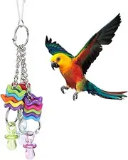 Hanging Bird Cage Toys - Safe Plastic Nipple Ring Chewing Biting Swing for Parrots and Small Birds