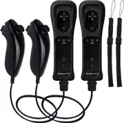 FOHOA 2 Pack Remote Controller with Motion Plus for Wii/WII U -Black