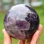 Natural Dream Amethyst Carved Ball Reiki Crystal Sphere Christmas gift XQ2860