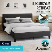 ALFORDSON Bed Frame King Size Mattress Base Wooden Platform Fabric Charcoal