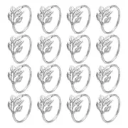 24Pcs Leaf Napkin Rings, Table Napkin Holders Buckles for Decorations, Silver