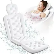Full Body Bath Pillow for Bathtub, Thick Bathtub Cushion with Laundry Bag, Luxury Tub Pillow for Bath for Headrest Neck and Back Support White 51" x 16"
