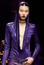 *VERSACE* Runway S/S 2023 Plunging Hooded Bodysuit Top New IT 38