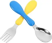 VILLFUL Kids Camping Dishes Utensils Stainless Steel Toddler Fork Spoon Set Self-Feeding Spoons Fun Animal Design Dishwasher Safe