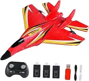 RC Aircraft Plane Toys Easy to Fly Gyro Stabilizer Light Foam -Remote Control Aircraft for Young Beginners Gift, Red Three Battery