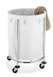 Whitmor Round Commercial Removable Liner and Heavy Duty Wheels-Chrome Laundry