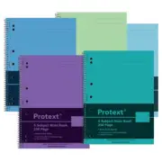 Protext 5 Subject Notebook Spiral Polyprop 8 Pocket Assorted Colors 250 Pages