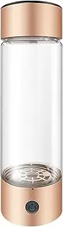 Hydrogen Alkaline Water Bottle Portable Hydrogen Rich Water Generator Ionizer PEM Technology Mode 3 Mins Make Hydrogen Content Up to 1000PPB BPA Free Glass Cup 450 ML(Gold)