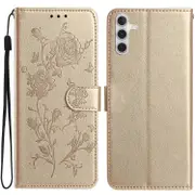 For Samsung Galaxy A56 5G Wallet Case Rose Pattern Imprinted Leather Flip Stand Phone Cover Multicolor Gold