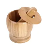 WOODEN MORTAR AND PESTLE SET WITH A LID