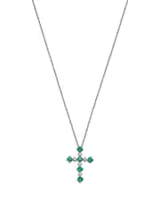 Bloomingdale's Fine Collection Emerald & Diamond Cross Pendant Necklace in 14K White Gold, 18