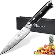 Utility Knife, 5'' Paring Knife, Damascus Kitchen Knife, 67-Layer Forged Blade Ultra Sharp Edge, Stainless Steel Knife, Full Tang G10 Handle with Triple Rivets,