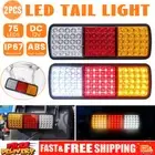 2PCS 75 LED Tail Lights Stop Indicator Reverse Trailer Truck Ute Lamp waterproof
