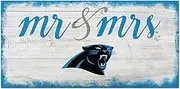 NFL Carolina Panthers Unisex Carolina Panthers Script Mr & Mrs Sign, Team Color, 6 x 12