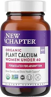 New Chapter Calcium Supplement – Organic Plant Calcium for Women Under 40, with Vitamin D3 for Absorption + Vitamin K2 + Magnesium, Vegetarian, Gluten Free - 60 Count