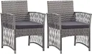 Garden Armchairs with Cushions Set of 2, Outdoor Patio Chair, All-Weather Patio Chairs for Garden, Backyard, Deck, Grey Poly Rattan 52 x 56 x 76 cm