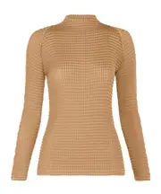Issey Miyake Long-Sleeved Pleated Top 2 silver grass beige