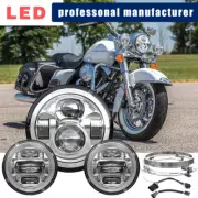 New 7"LED Headlights + 4.5" Fog Passing Lights For Harley-Davidson Road King