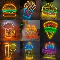 在飛比找蝦皮購物優惠-客製化 招牌 霓虹燈 手舉牌 漢堡奶茶薯條燈牌擺攤廣告裝飾網