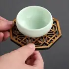 2pcs Hollow Out Cup Mat Bamboo Tea Coasters Mat Heat Insulating Cup Cushion Mat