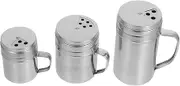 CLISPEED 3pcs Stainless Steel Spice Dispenser Set with Rotating Lids and Handle Versatile Seasoning Containers for Salt Pepper and Spices Practical Kitchen Storage