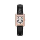 Emporio Armani Two-Hand Silver Dial Black Leather Strap Watch AR11624
