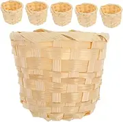 6pc Mini Wooden Baskets Elegant Desktop Organizers for and Girls and Office Bamboo Woven Storage Baskets