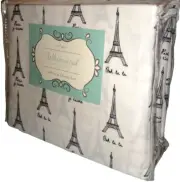 Whimsical PARIS France EIFFEL TOWER Oah La La 4-PC FULL SHEET SET White Black