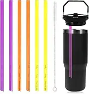 6pcs Replacement Straws Compatible with Stanley IceFlow Stainless Steel Tumbler 30oz, 3 Colors Reusable Plastic Straws Compatible Apply to Stanley Flip Cup 20/40/64oz Stanley Water Bottle Accessories