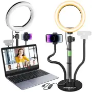 Desk Ring Light with Stand & Phone Holder 10'' LED Circle Light for Video Rec...