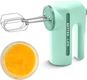 Hand Mixer with Dual Whisk Electric Handheld Kitchen Stand Mixer 5 Adjustable 304 Stainl Steel Beater Portable Cordl Rechargeable Standing Mixer with Ergonomic Handle for Baking Cooking Green